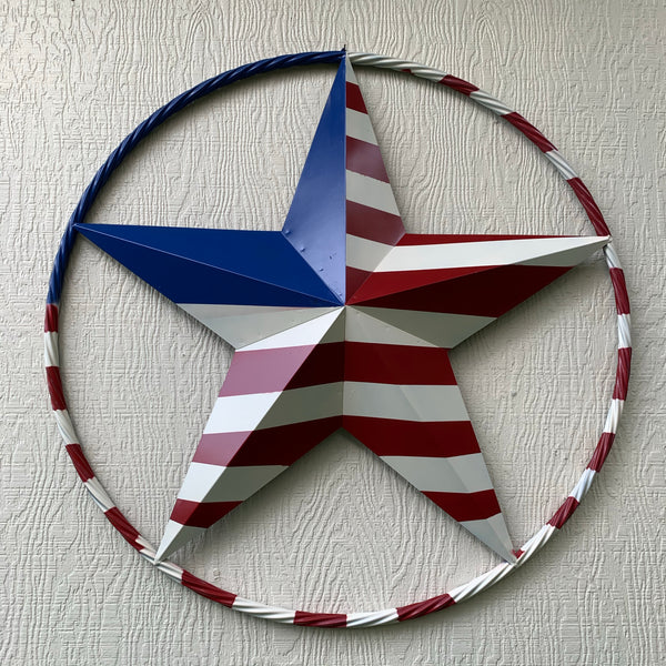 USA METAL STAR PLAIN WITHOUT SMALL STARS WITH RED WHT BLU RING Western Handmade 12",16",24",32"36",38",40",48"