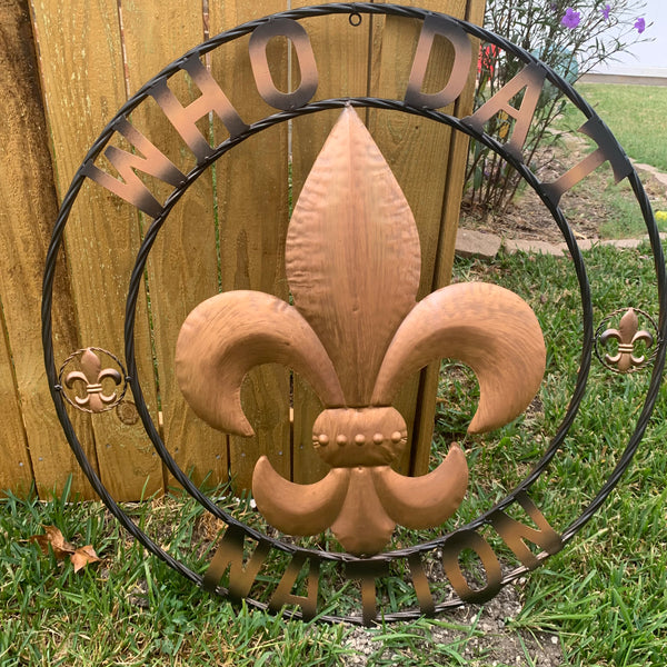 18", 24", 32" 36" WHO DAT NATION FLEUR DE LIS METAL WALL ART WESTERN HOME DECOR NEW