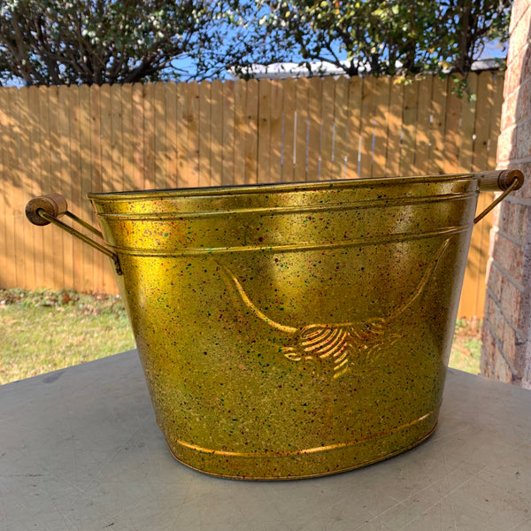 18" TEXAS LONGHORNS GOLDEN METAL OVAL TUB WESTERN HOME DECOR METAL ART NEW #EH12496