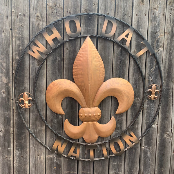 18", 24", 32" 36" WHO DAT NATION FLEUR DE LIS METAL WALL ART WESTERN HOME DECOR NEW