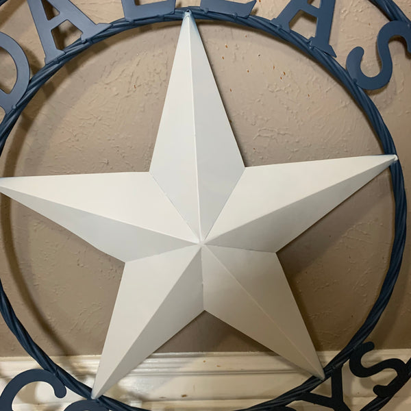 DALLAS COWBOYS STAR METAL BARN LONE STAR WESTERN HOME DECOR BLUE & WHITE STAR, SIZE:24",32",36",40",42",44",46",50"