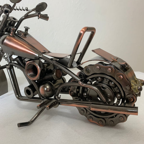 12" HARLEY STYLE MOTORCYCLE METAL COPPER ART WESTERN BAR DECOR NEW