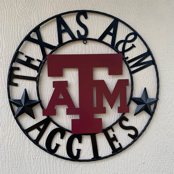 12", 18", 24", 32" TEXAS A&M AGGIES STARS METAL CUSTOM VINTAGE CRAFT WALL ART TEAM SIGN HANDMADE