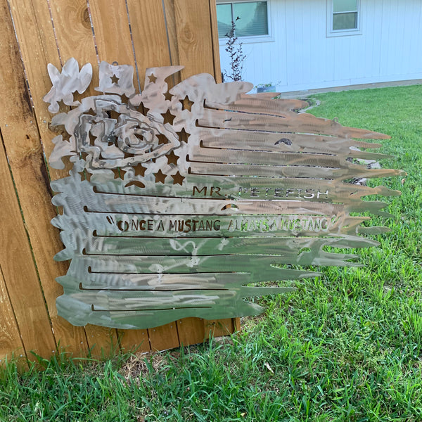 YOUR CUSTOM NAME TATTERED FLAG CUSTOM METAL VINTAGE CRAFT WALL ART HOME DECOR