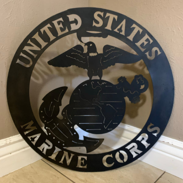 24" USA MARINE CORPS MILITARY LASERCUT BLACK CUSTOM VINTAGE METAL CRAFT WALL ART DECOR WESTERN HOME DECOR HANDMADE