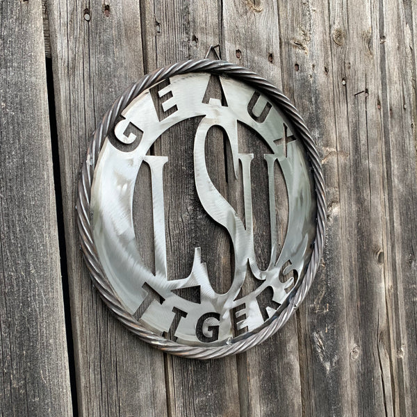12",18",24",32" LSU GEAUX TIGERS CUSTOM METAL VINTAGE CRAFT TEAM SIGN WESTERN HOME DECOR HANDMADE