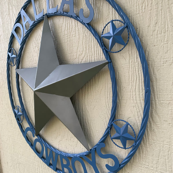 DALLAS COWBOYS LIGHT BLUE & SILVER DECOR METAL ART WESTERN HOME WALL DECOR SIZE:24",32",36",40",42",44",46",50"