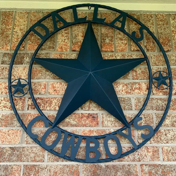 DALLAS COWBOYS NAVY BLUE BARN STAR METAL LONE STAR WESTERN HOME DECOR HANDMADE 24",32",36",40",42",44",46",50"
