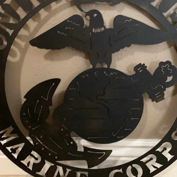 24" USA MARINE CORPS MILITARY LASERCUT BLACK CUSTOM VINTAGE METAL CRAFT WALL ART DECOR WESTERN HOME DECOR HANDMADE