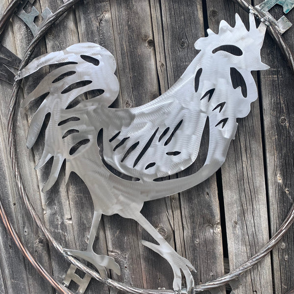 YOUR CUSTOM NAME ROOSTER LASERCUT RAW METAL ART WITH RING DESIGN WESTERN METAL ANIMAL ART HOME WALL DECOR BRAND NEW