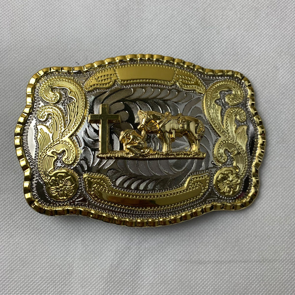 ITEM# WS  5" X 4" COWBOYS CHURCH BELT BUCKLE WESTERN FASHION ART Item#3291-15-S RED_WS BRAND NEW