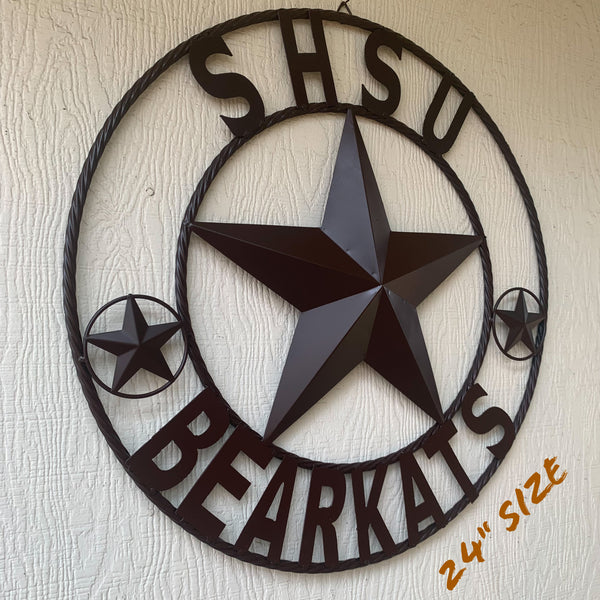 24",32" SHSU SAM HOUSTON BEARKATS RUSTIC BROWN METAL CUSTOM VINTAGE CRAFT RUSTIC BROWN TEAM STAR HANDMADE