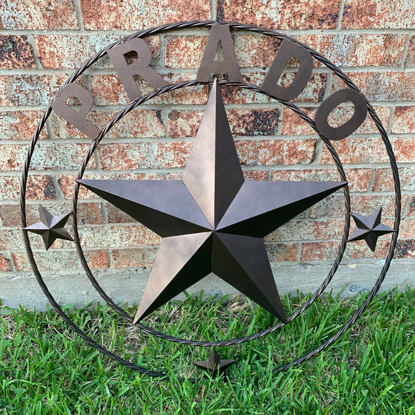 KOLET FAMILY STYLE YOUR CUSTOM FAMILY NAME STAR METAL BARN STAR ROPE RING KOLET FAMILY WESTERN HOME DECOR VINTAGE RUSTIC BROWN NEW HANDMADE 24",32",34",36",40",42",44",46",50"