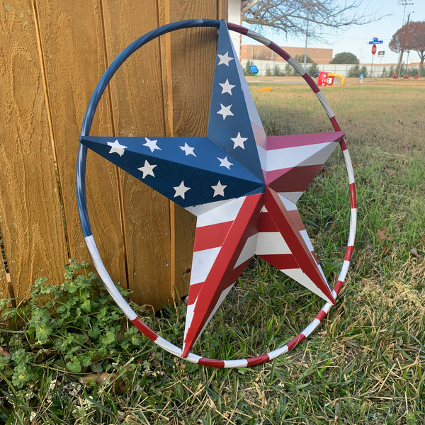 PEACE STAR SIGN METAL RED WHT BLUE STAR WESTERN HOME DECOR HANDMADE 12",16",24",32"36",38",40",48"