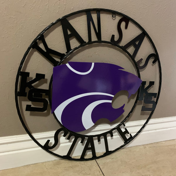 KANSAS STATE METAL CUSTOM VINTAGE CRAFT WALL ART TEAM SIGN HANDMADE