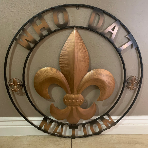 18", 24", 32" 36" WHO DAT NATION FLEUR DE LIS METAL WALL ART WESTERN HOME DECOR NEW