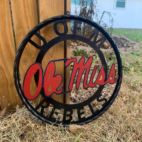 OLE MISS REBELS MISSISSIPPI METAL CUSTOM VINTAGE CRAFT TEAM SIGN HANDMADE