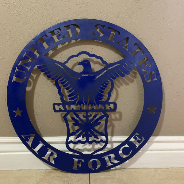 24" US AIR FORCE LASERCUT BLUE MILITARY METAL WALL ART AIRFORCE WESTERN HOME DECOR NEW