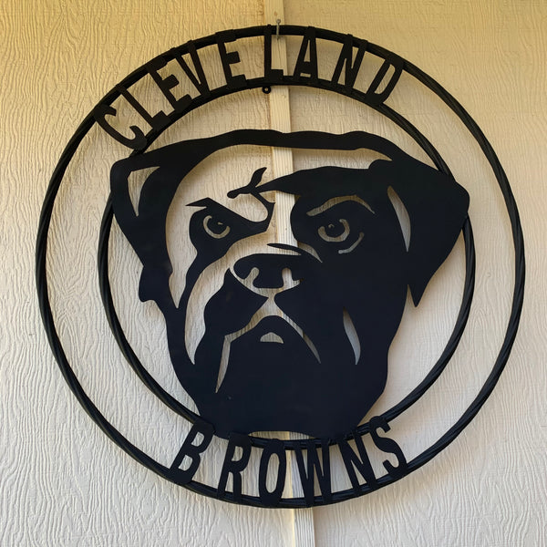CLEVELAND BROWNS METAL CUSTOM VINTAGE CRAFT ART HANDMADE RUSTIC BLACK