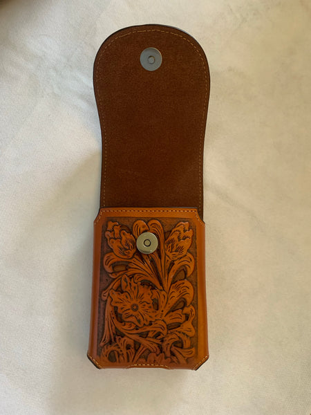 L_2069-1  7" ROOSTER TAN BROWN LEATHER POUCH EXTRA LARGE  BELT LOOP HOLSTER CELL PHONE CASE UNIVERSAL OVERSIZE