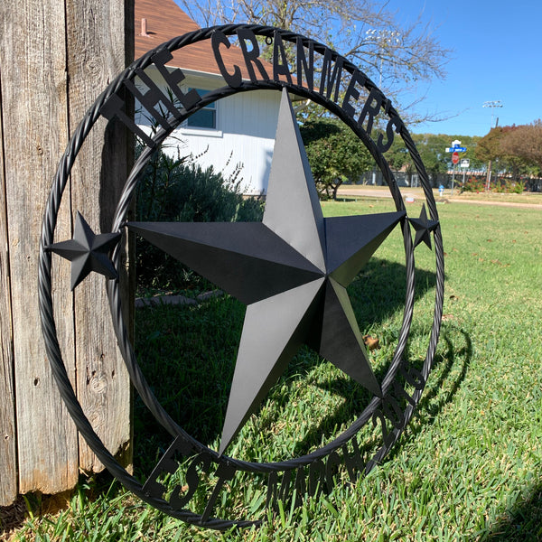 KOLET FAMILY STYLE YOUR CUSTOM FAMILY NAME STAR METAL BARN STAR ROPE RING KOLET FAMILY WESTERN HOME DECOR VINTAGE RUSTIC BROWN NEW HANDMADE 24",32",34",36",40",42",44",46",50"