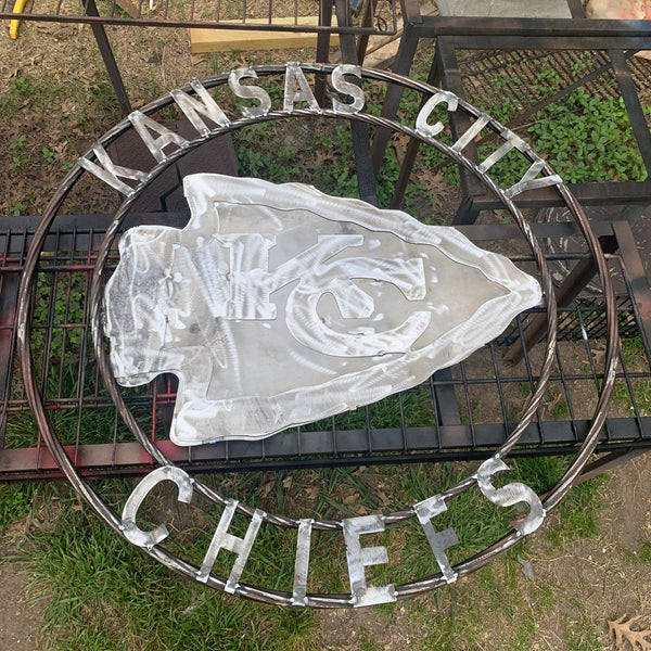 12",18",24",32",36"  KANSAS CITY CHIEFS RAW METAL CUSTOM METAL VINTAGE CRAFT TEAM DECOR HANDMADE