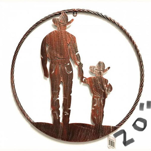 20" FATHER SON LASER CUT METAL WALL ART CUSTOM VINTAGE CRAFT RUSTIC BRONZE COPPER HAND MADE