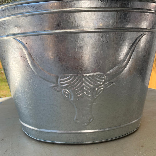 18" TEXAS LONGHORNS SILVER METAL OVAL TUB WESTERN HOME DECOR METAL ART NEW #EH10393