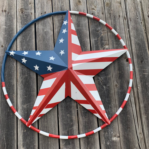 PEACE STAR METAL RED WHT BLUE STAR WESTERN HOME DECOR HANDMADE 12",16",24",32"36",38",40",48"