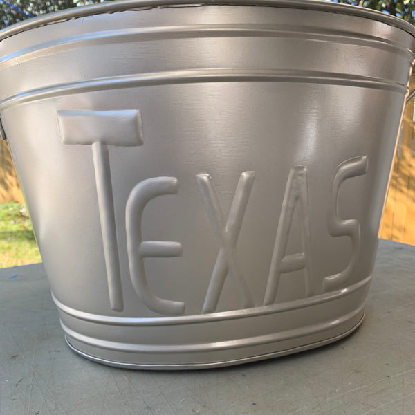 18" TEXAS SILVER OVAL TUB METAL WESTERN HOME DECOR METAL ART NEW #EH10390