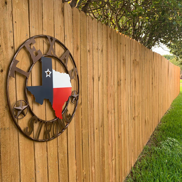 24" TEXAS STRONG BARN METAL WALL ART SIGN WESTERN HOME DECOR RED WHITE BLUE HANDMADE