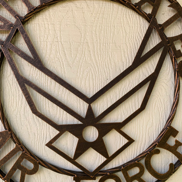 24" US AIR FORCE MILITARY METAL WALL ART WESTERN HOME DECOR AIRFORCE RUSTIC BRONZE