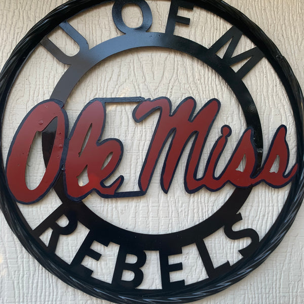 OLE MISS REBELS MISSISSIPPI METAL CUSTOM VINTAGE CRAFT TEAM SIGN HANDMADE