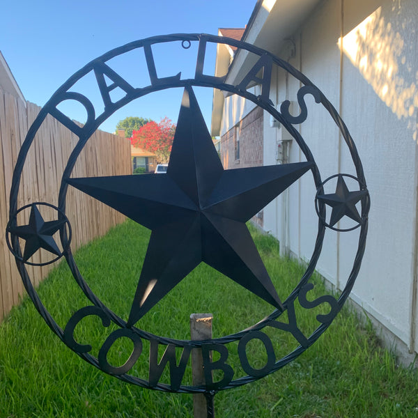 24" STAR & 34" STAKE DALLAS COWBOYS DECOR METAL ART WESTERN HOME WALL DECOR ALL RUSTIC BLACK STAR WITH 34" STAKE