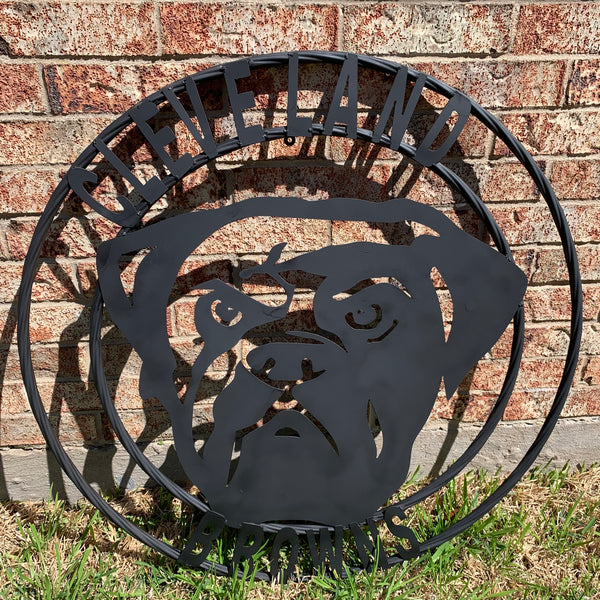 CLEVELAND BROWNS METAL CUSTOM VINTAGE CRAFT ART HANDMADE RUSTIC BLACK