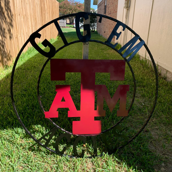 GIGEM AGGIES METAL CUSTOM VINTAGE CRAFT TEAM SIGN HANDMADE