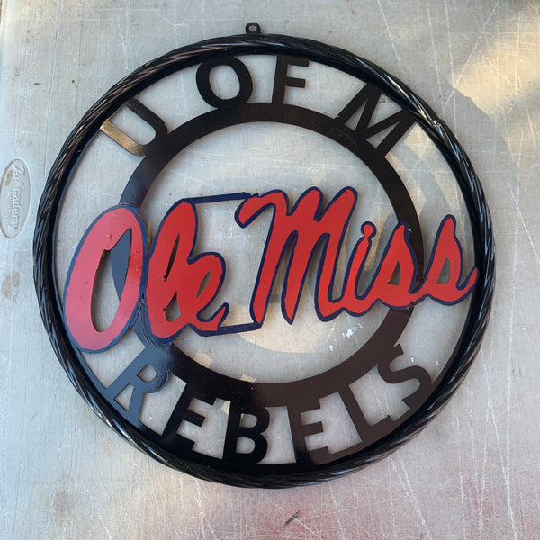 OLE MISS REBELS MISSISSIPPI METAL CUSTOM VINTAGE CRAFT TEAM SIGN HANDMADE