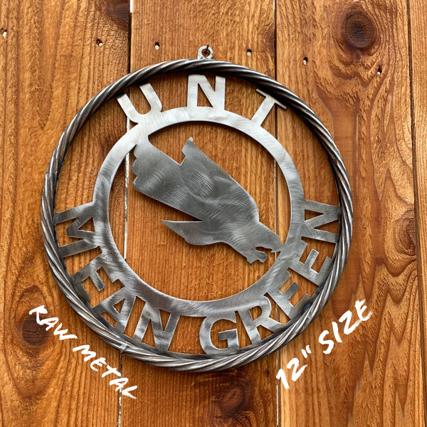 12", 18", 24", 32" UNT MEAN GREEN RAW METAL CUSTOM VINTAGE CRAFT WALL ART TEAM SIGN HANDMADE