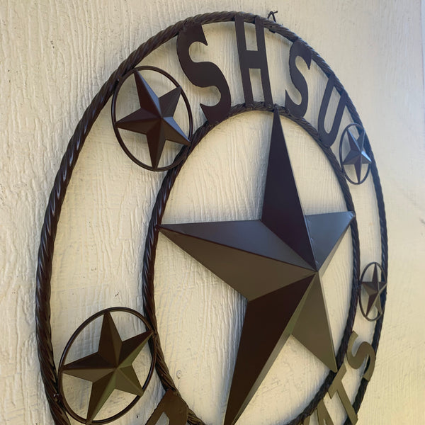 24",32" SHSU SAM HOUSTON BEARKATS RUSTIC DARK BROWN METAL CUSTOM VINTAGE CRAFT RUSTIC BROWN TEAM STAR HANDMADE