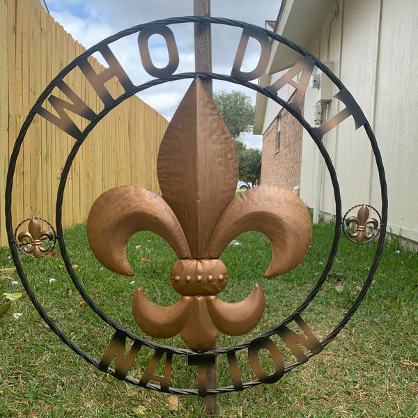 18", 24", 32" 36" WHO DAT NATION FLEUR DE LIS METAL WALL ART WESTERN HOME DECOR NEW