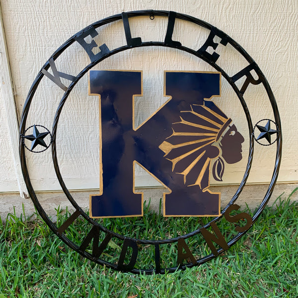 KELLER INDIANS CUSTOM VINTAGE METAL CRAFT WALL ART TEAM SIGN WESTERN HOME DECOR NEW