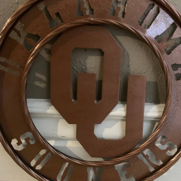 12",18",24",32" OU SOONERS HAMMERED COPPER CUSTOM METAL VINTAGE CRAFT TEAM SIGN HANDMADE CRAFT