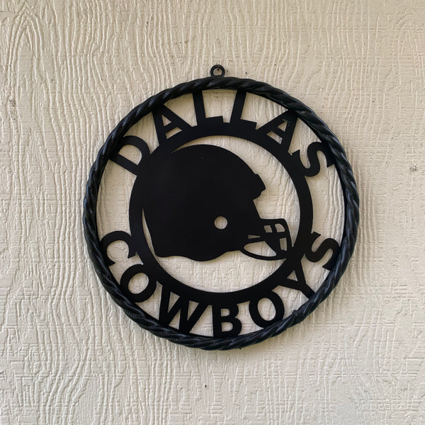 12", 18", 24", 32" DALLAS COWBOYS HELMET SIGN BLACK METAL CUSTOM VINTAGE CRAFT WALL ART TEAM SIGN HANDMADE