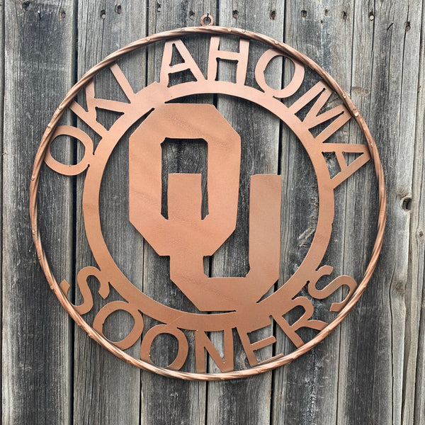 12",18",24",32",36" OU SOONERS OKLAHOMA HAMMERED COPPER CUSTOM VINTAGE TEAM CRAFT METAL ART WESTERN HOME DECOR