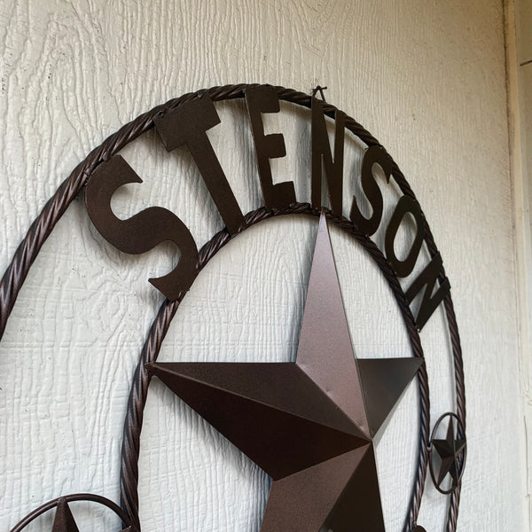 STENSON STYLE YOUR CUSTOM STAR NAME BARN METAL STAR 3d TWISTED ROPE RING WESTERN HOME DECOR RUSTIC BRONZE COPPER NEW HANDMADE 24",32",34",36",40",42",44",46",50"