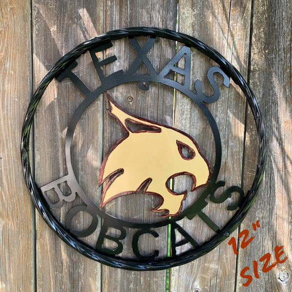 12" TEXAS BOBCATS CUSTOM METAL VINTAGE CRAFT SIGN TEAM WESTERN HOME DECOR HANDMADE