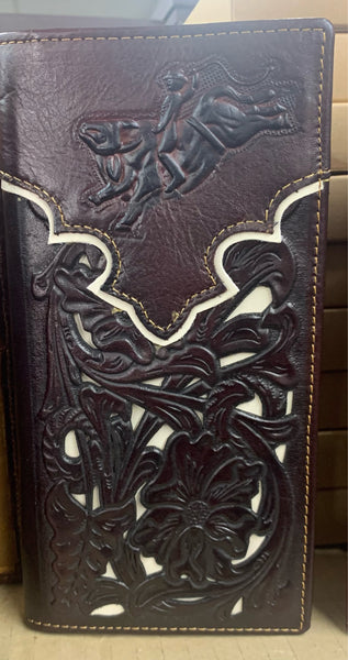 #LG GENUINE LEATHER WESTERN CHECKBOOK MEN'S WALLET WESTERN FASHION--FREE SHIPPING