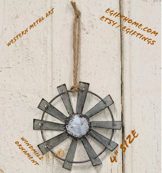 4" WINDMILL ORNAMENT FARMHOUSE METAL ART WESTERN HOME DECOR #EH12169 --FREE SHIPPING