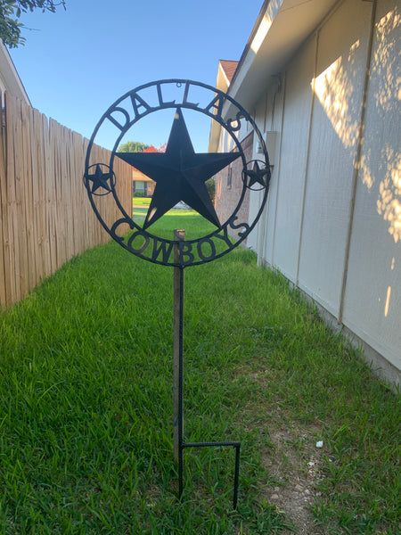 24" STAR & 34" STAKE DALLAS COWBOYS DECOR METAL ART WESTERN HOME WALL DECOR ALL RUSTIC BLACK STAR WITH 34" STAKE