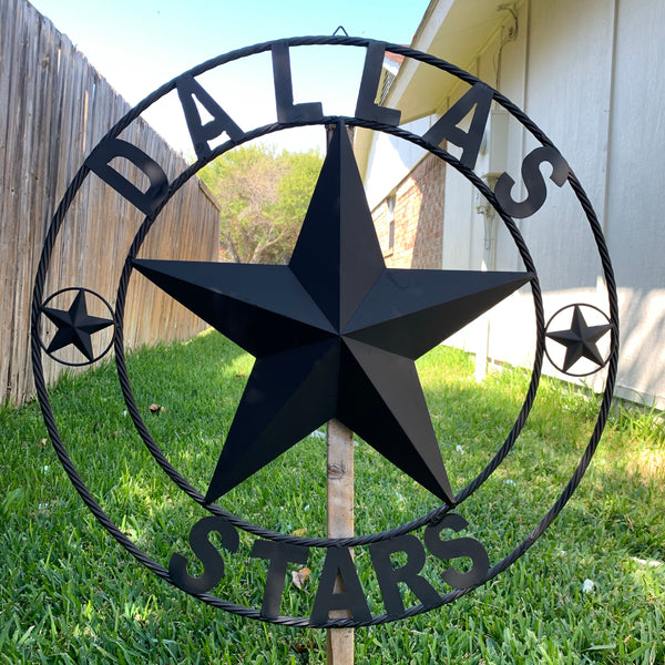 DALLAS STARS RUSTIC BLACK LONE STAR METAL HOCKEY TEAM WESTERN HOME DECOR CRAFT